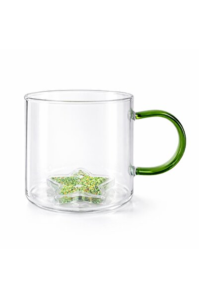 Ginza Κούπα με τρισδιάστατο πράσινο αστέρι, Διπλό τοιχώματα, βοριοπυριτικό γυ...