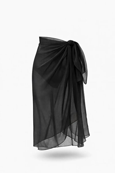 hazelin Women's Black Silky Textured Imported Chiffon Pareo Hzl26-Lc000