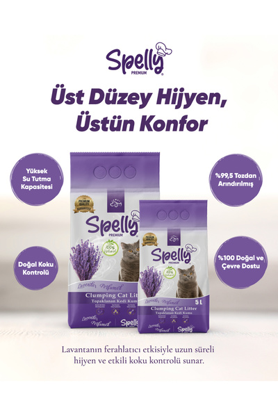 SPELLY PREMİUM KEDİ KUMU LAVANTALI 5 L