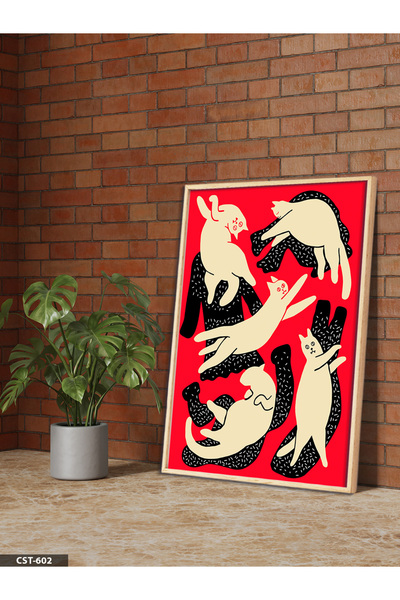 Evinemoda Cats Poster One Piece Wooden Framed Painting