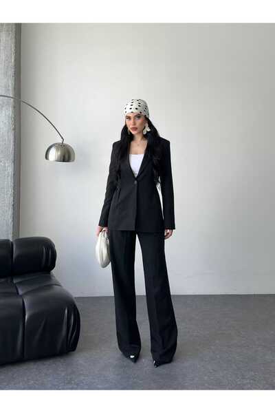 MYGİYİMİSTANBUL BELDEN PİLELİ CEKET BOL PAÇA PANTOLON TAKIM ELBİSE