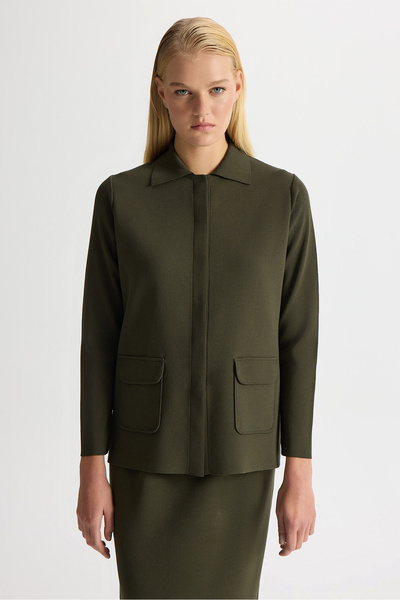 MISS DALIDA Gömlek Yaka Cepli Elegant Ceket Haki
