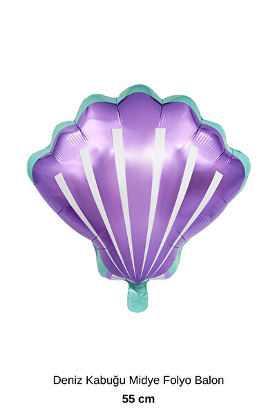 Bunloon Deniz Kabuğu Midye Şekilli Folyo Balon 55 Cm Doğum Günü Parti Süsleme