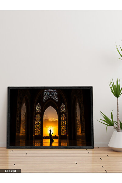 Evinemoda Secdede Zalazak sunca Jednodijelna crna slika u drvenom okviru