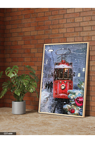 Evinemoda Tramvaj Jednodijelna slika u drvenom okviru na dočeku Nove godine