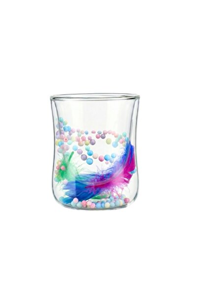 Ginza Чаша с лилави, зелени пера и пастелно оцветени топчета, Двуспален стени...