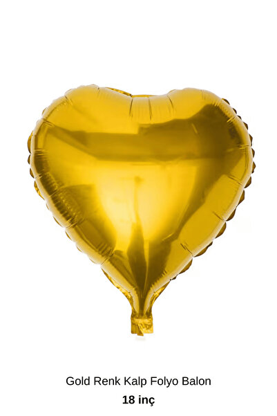 Bunloon Gold Renk Kalp Şekilli Folyo Balon Doğum Günü Parti Süsleme Dekoru