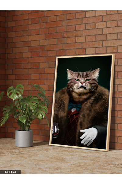 Evinemoda Sa krznom Ljut mačka Jednodijelna slika u drvenom okviru
