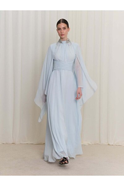 BAQA İşlemeli Detaylı Şifon Elbise