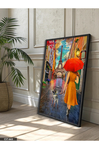 Evinemoda Path to the Eiffel Tower One Piece Black Wooden Framed Painting