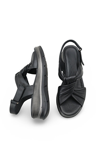 DELSOLERA Women's Genuine Leather Strappy Knot Detailed Casual Comfortable So...