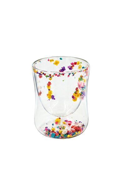 Ginza Чаша с многоцветна вложка от сухи цветя, булчинско цвете, Двуспален сте...