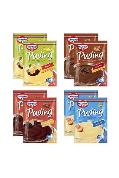 Dr. Oetker Puding Muzlu-Kakaolu-Çik.Parçacıklı-Vanilyalı 8 li Karma Paket