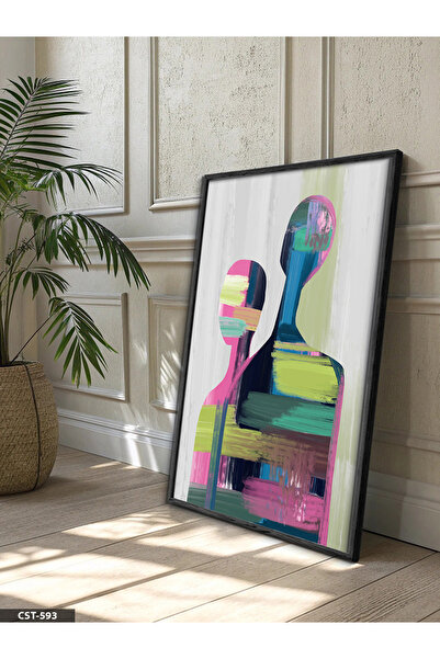 Evinemoda Šarene crne slike u drvenom okviru, dve veličine, jedan komad