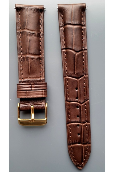 Onywatch 22 mm Deri Saat Kordonu Altın Tokalı 22 mm Kordon Gold 22 mm Saat Ka...