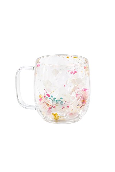 Ginza Mug with dried flower insert, double walls, borosilicate glass, 250 ml,...
