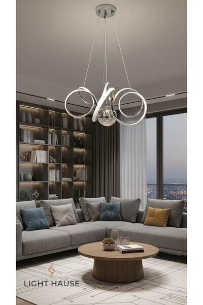 LİGHT HOUSE Tek Top Kıvrım Salon Avizesi 3 Renk Modlu