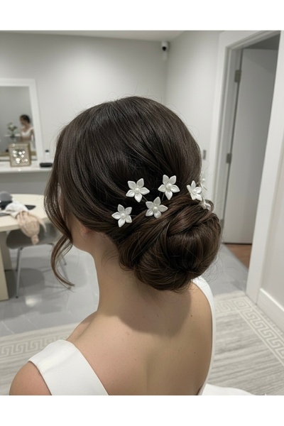 Çınar Aksesuar 5’li El İşçiliği Görünümlü Çiçek Gelin Tokası - Minimalist Nik...