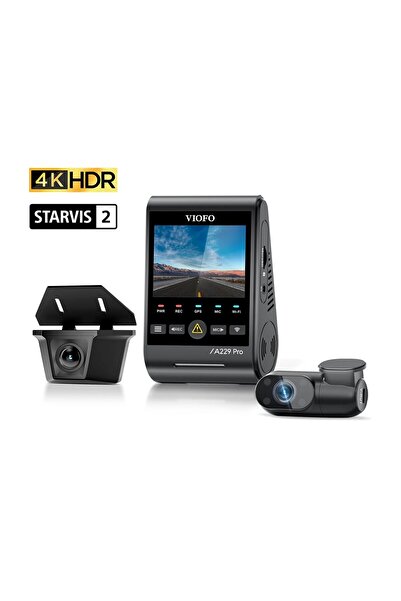 Viofo A229 Pro W 3 Kameralı Ön+Arka Su Geçirmez+İç 4K+2K+1080P Sony STARVIS 2...