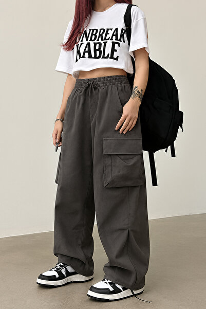deniva Oversize Gray Extra Baggy Linen Trousers