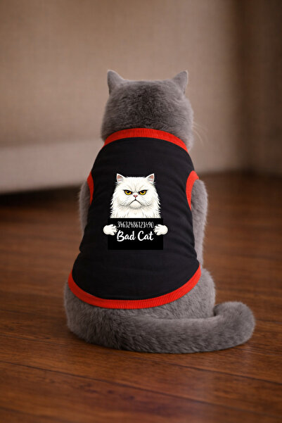 petite pati تيشيرت أسود مطبوع عليه قطة من Wanted Iran مقاس M (100% قطن ممشط)