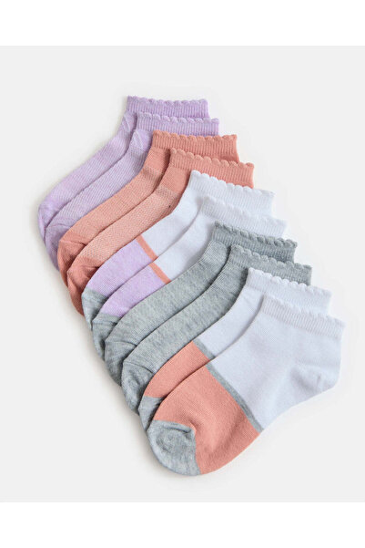 REDTAG Senior Girls Assorted Low Ankle Socks With Scallop Welt Edge Set (5 Pa...