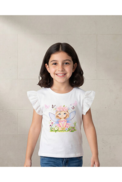 REDTAG Girls White Printed T-Shirt