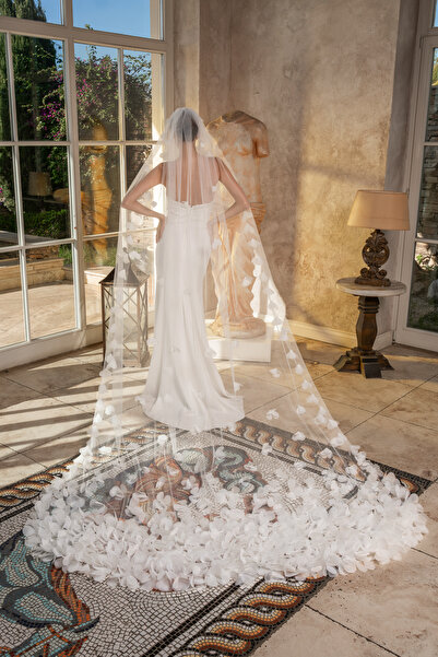 Simay Aksesuar Gelin Duvağı, Gelinlik Aksesuarı Nikah ,Çiçekli Gelin Duvak 3 ...