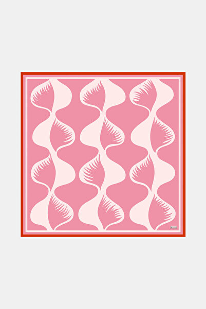 Vakko PEMBE GEOMETRİK DESENLİ TWİLL EŞARP