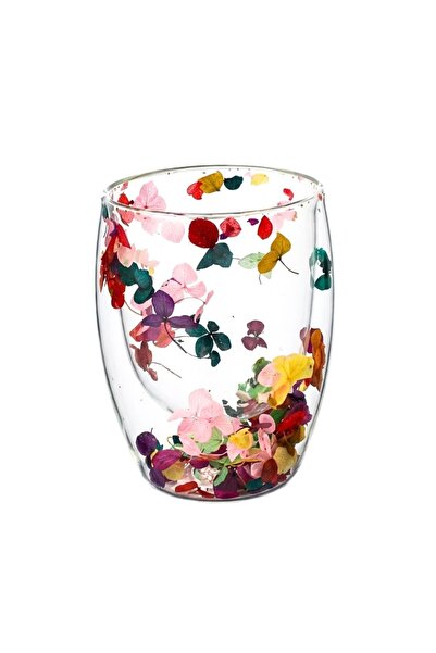 Ginza Чаша с многоцветна вложка от сухи цветя, хортензия, Двуспален стени, 30...