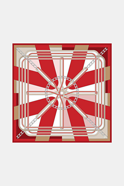 Vakko KIRMIZI ZİNCİRLİ TWİLL EŞARP