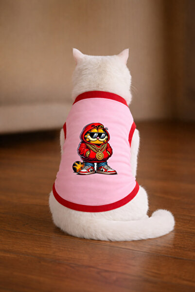 petite pati تيشيرت أسود مطبوع عليه قطة من Garf مقاس XS (100% قطن ممشط)