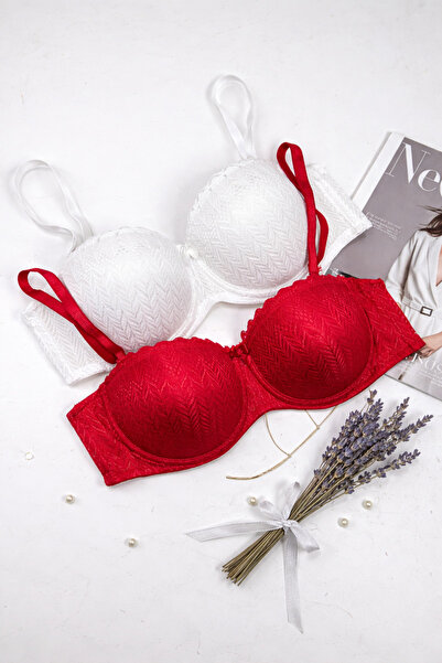 MILANOFOX Set of 2 Lace Detailed Strapless Underwire Supported Padded Bra |  ...