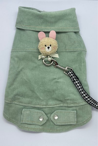 CONDELSA Mint Velvet Textured Dog Jacket - with Leash Loop
