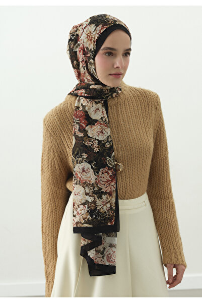 Fresh Judith Patterned Cotton Viscose Shawl Black