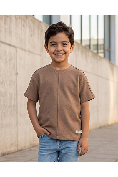 REDTAG Boys Brown Loose Knit T-Shirt