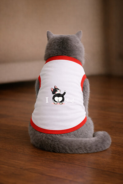 petite pati تيشيرت White Love u Black مطبوع عليه صورة قطة مقاس 2XL (100% قطن ...