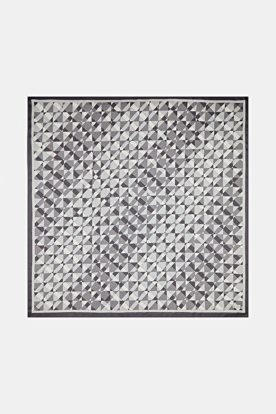 Vakko GRİ GEOMETRİK DESENLİ TWILL EŞARP