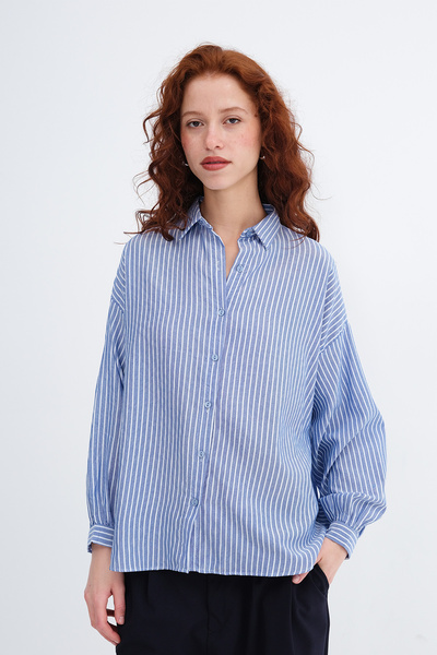 Addax Oversize Striped Shirt G2021-Y13