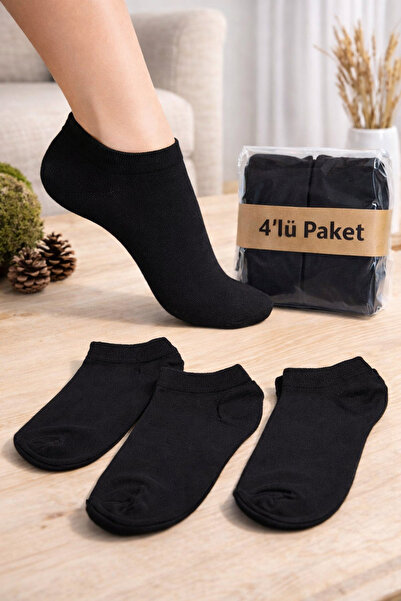 Patik Siyah Kadın Çorap 4 lu