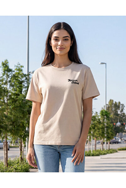 REDTAG Women Beige Back Print T-Shirt