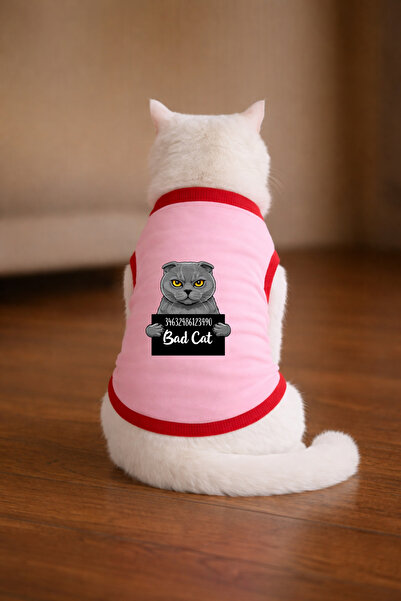 petite pati تي شيرت وردي اللون مطبوع عليه قطة اسكتلندية مقاس XL (100% قطن ممشط)