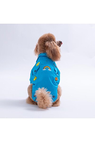 Pawstar Turkuaz Cancun - Cancún Ceket Gabardin Çıtçıtlı Kedi Köpek Ceketi Ked...