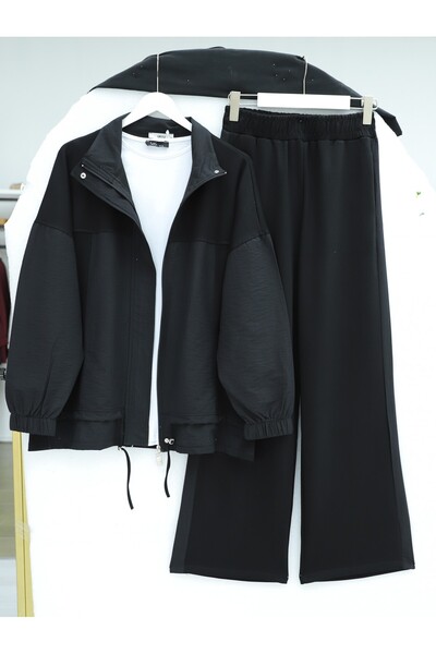 Modamorfo Combed Cotton Suit with Belted Lace-Up Sleeves, Elasticated Front, ...