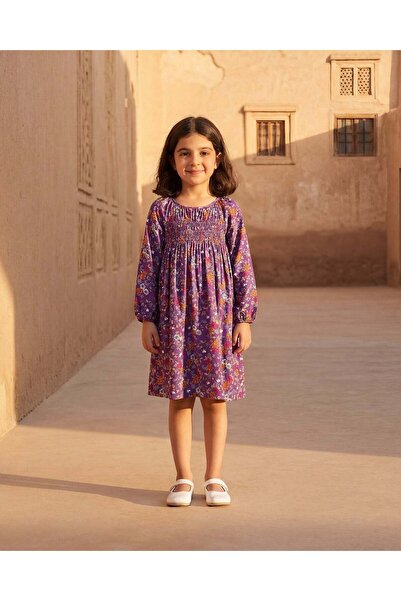 REDTAG Girls Purple Printed Dress