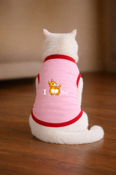 petite pati تيشيرت Pink Love u Tekir مطبوع عليه صورة قطة مقاس 2XL (100% قطن م...