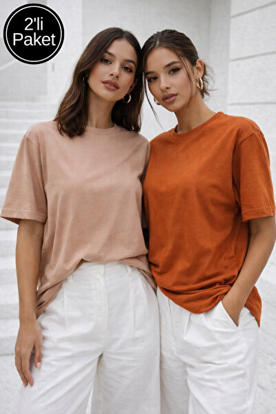 Rich Tricou oversize din țesătură modal premium, pachet de 2, pentru femei, M...