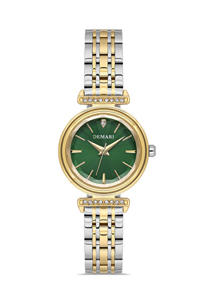 DEMARİ Women's Wristwatch Quartz Gold Steel Band Stone Detailed Gold Dial Rou...