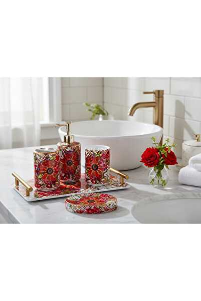 618 CONCEPT Lilyum Patterned 5-Piece Bathroom Set 31X20,5X20 cm