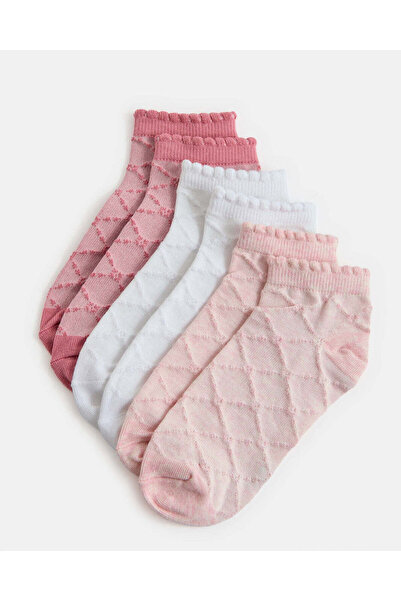 REDTAG Senior Girls Assorted Jacquard Ankle Length Socks Set (3 Pairs)